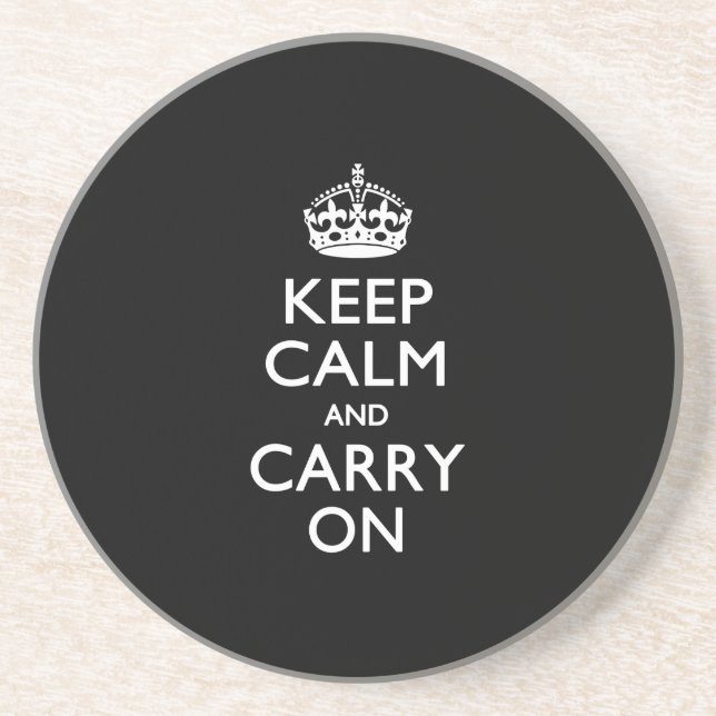 Dessous De Verre En Grès Restez Calme Et Continuez Sur Noir (Devant)