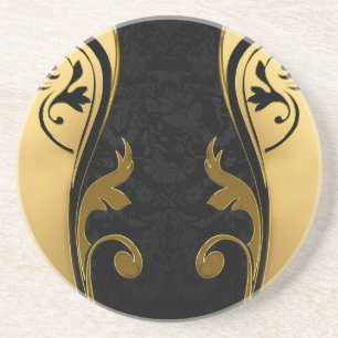 Dessous De Verre En Grès Résumé avec accents Gold sur Black & White