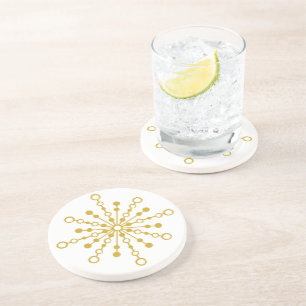 Dessous De Verre En Grès Retro Atomic Design Mid-Century Couleur Or Personn