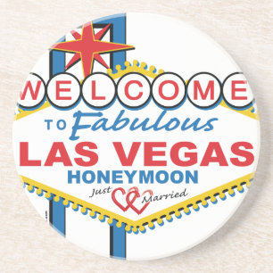 Dessous De Verre En Grès Rétro lune de miel de Las Vegas
