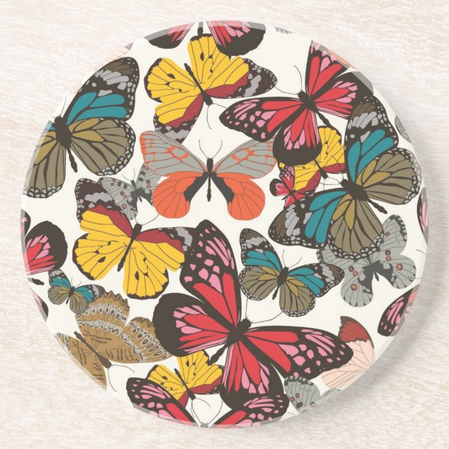 Dessous De Verre En Grès Rétro motif floral (Devant)