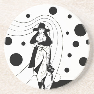 Dessous De Verre En Grès Retro Runway Model, mode Art Déco Vintage