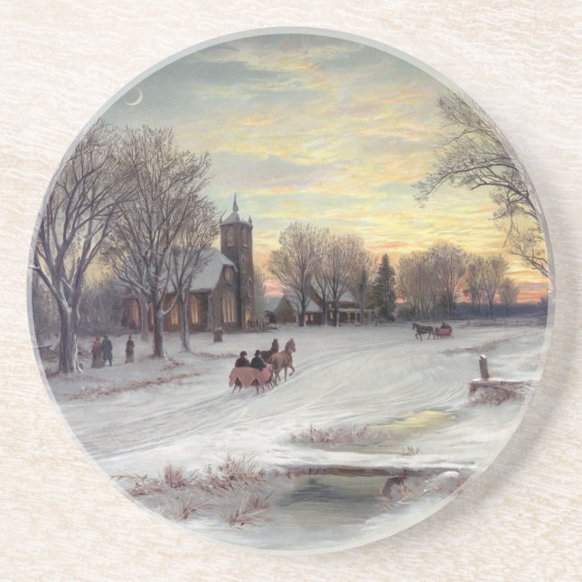 Dessous De Verre En Grès Réveillon de Noël (Devant)