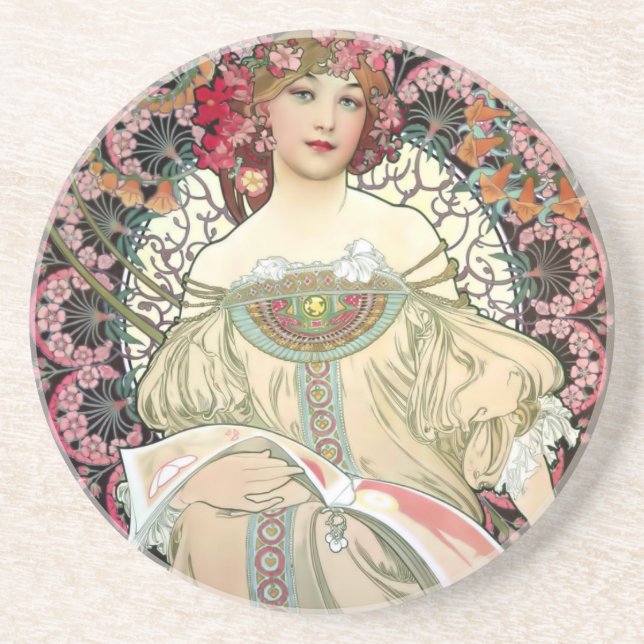 Dessous De Verre En Grès Rêverie 1897 d'Alfons Mucha (Devant)
