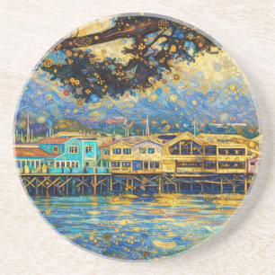 Dessous De Verre En Grès Rêves dorés inspirés de Klimt pour le port de Mont