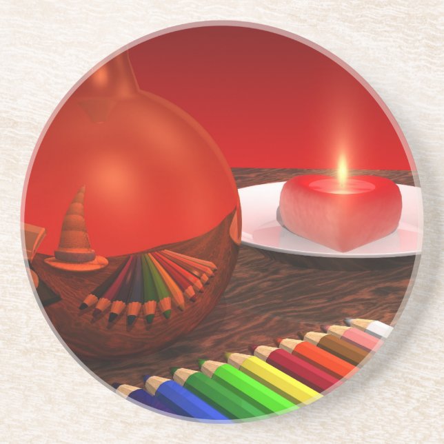 Dessous De Verre En Grès rhapsodie en rouge (Devant)