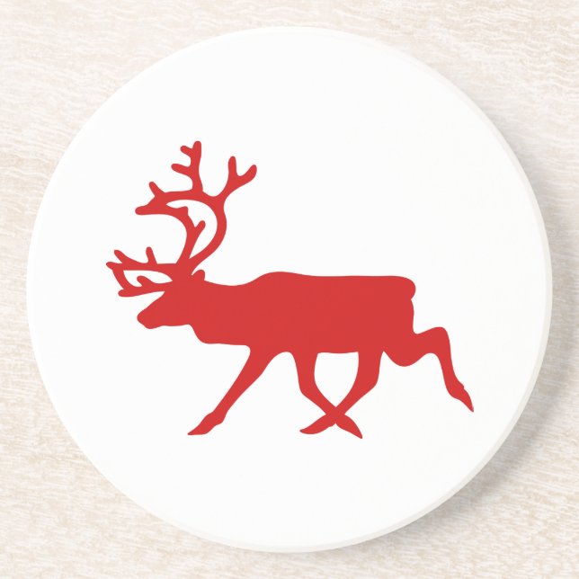 Dessous De Verre En Grès Rindeer rouge / Silhouette caribou (Devant)