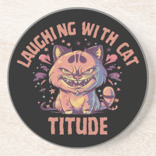 Dessous De Verre En Grès Rire avec une attitude de chat