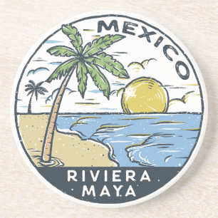 Dessous De Verre En Grès Riviera Maya Mexique Vintage