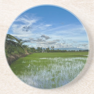 Dessous De Verre En Grès Rizière sous un ciel bleu