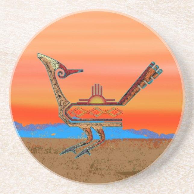 Dessous De Verre En Grès Roadrunner du Nouveau Mexique (Devant)