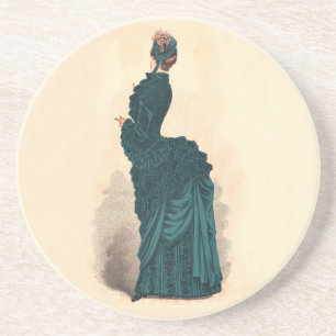 Dessous De Verre En Grès Robe Bleue Victorienne élégante Mode Femme Art