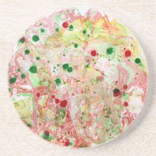 Dessous De Verre En Grès Rodern Red Yellow Green Marble Look Abstract