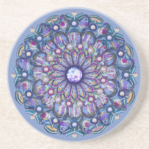 Dessous De Verre En Grès Rosace bleue