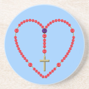 Dessous De Verre En Grès Rosaire (Roses rouges et bleus)