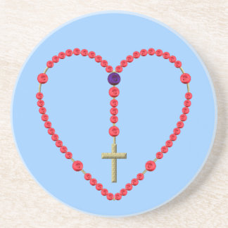 Dessous De Verre En Grès Rosaire (Roses rouges et bleus)