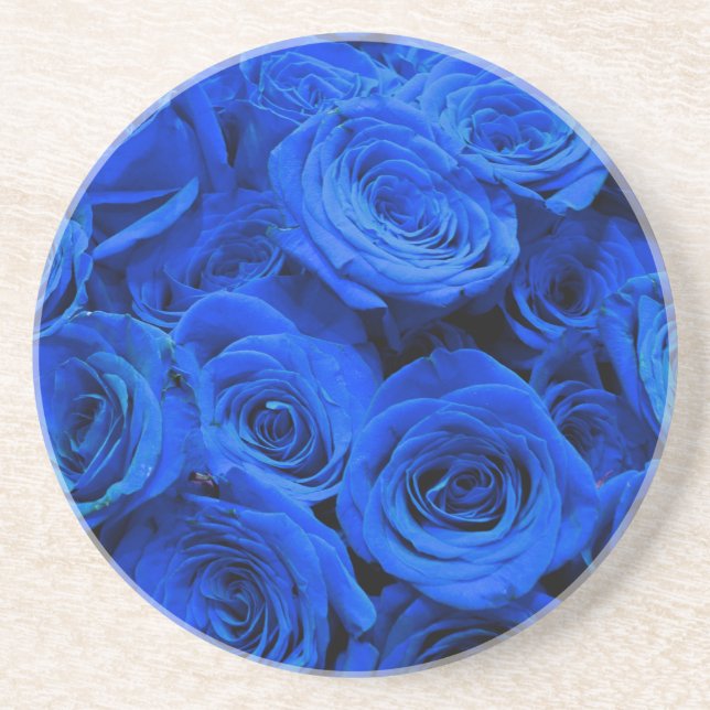 Dessous De Verre En Grès Rose bleu (Devant)