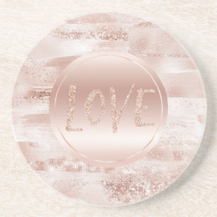Dessous De Verre En Grès Rose Blush Glitzy Parties scintillant Sparkle Love