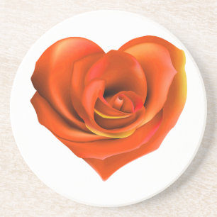 Dessous De Verre En Grès Rose Coeur brillant Orange