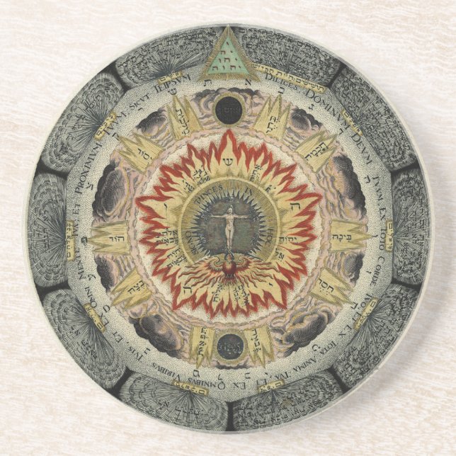 Dessous De Verre En Grès Rose cosmique magique Mandala (Devant)