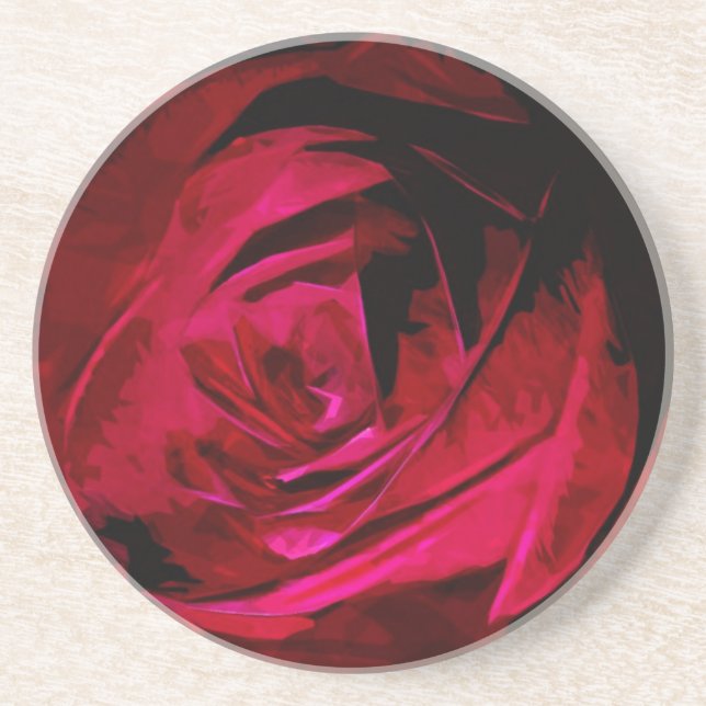 Dessous De Verre En Grès Rose dans l'obscurité Impressionnisme Abstrait (Devant)