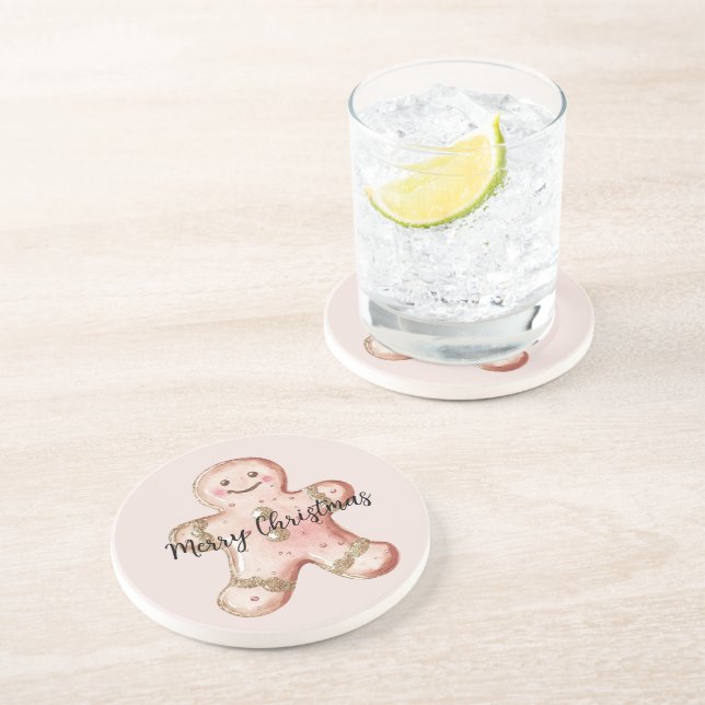 Dessous De Verre En Grès Rose Gold Gingerbread Cookie (Côté)