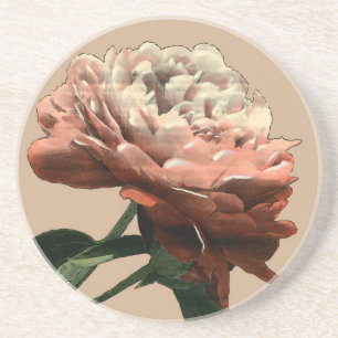 Dessous De Verre En Grès Rose rouge rubis aux accents blancs