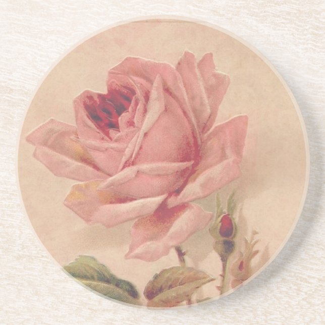 Dessous De Verre En Grès Rose victorien français de rose (Devant)