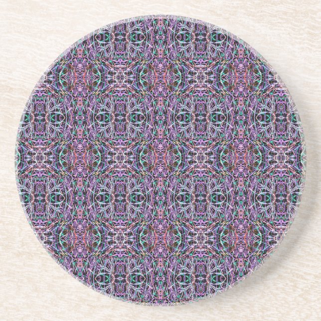 Dessous De Verre En Grès Rose violet géométrique (Devant)