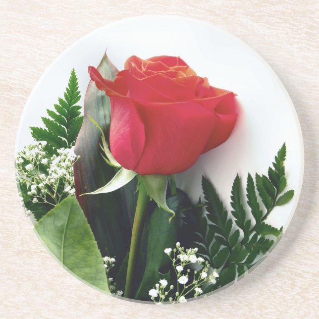 Dessous De Verre En Grès Roses rouges (Devant)