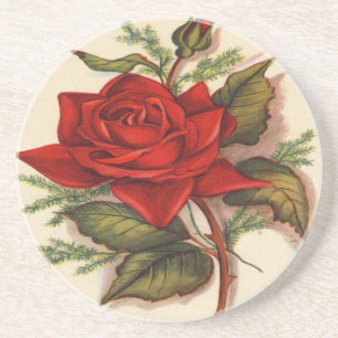 Dessous De Verre En Grès Roses rouges