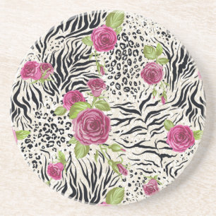 Dessous De Verre En Grès Roses sur le motif animal