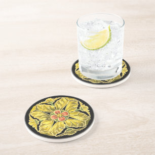 Dessous De Verre En Grès Rosette architecturale antique n° 3