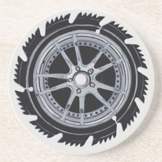 Dessous De Verre En Grès Roue Mag Chrome (Devant)