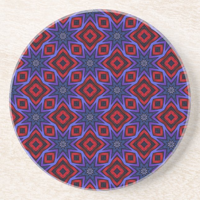 Dessous De Verre En Grès Rouge avec des étoiles bleues (Devant)