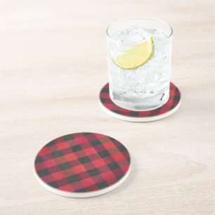 Dessous De Verre En Grès Rouge et noir À damiers plaid