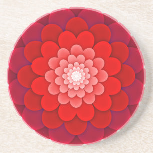 Dessous De Verre En Grès Rouge Floral Mandala-58566