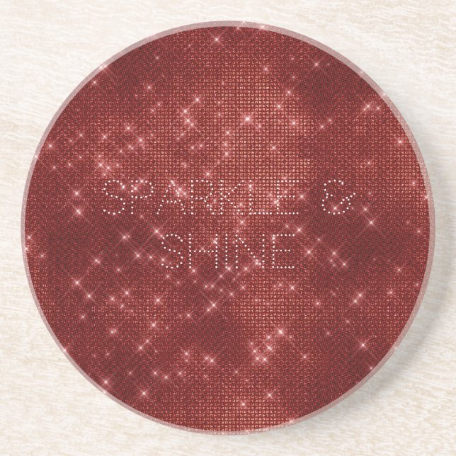 Dessous De Verre En Grès Rouge Glitzy Chic Glam Étincelle (Devant)