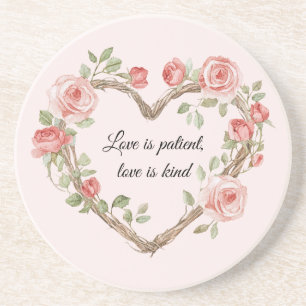 Dessous De Verre En Grès Rouge Romantique Rose Fleur Heart Amour