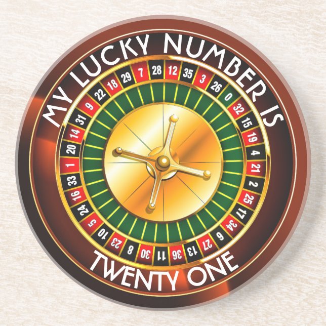 Dessous De Verre En Grès Roulette De Casino Avec Votre Numéro Chanceux (Devant)