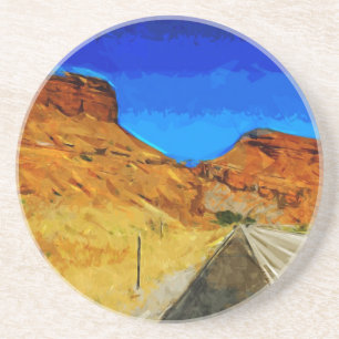 Dessous De Verre En Grès Route le long du côté des Tétons Abstrait