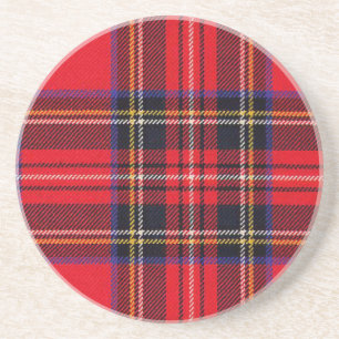 Dessous De Verre En Grès Royal Stewart tartan rouge noir plaid