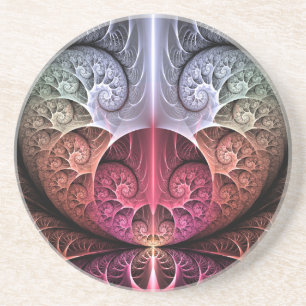 Dessous De Verre En Grès Rythme cardiaque, art fractal de fantaisie surréal