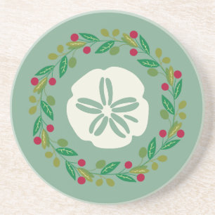 Dessous De Verre En Grès Sable Dollar Coquille de Noël Wreath