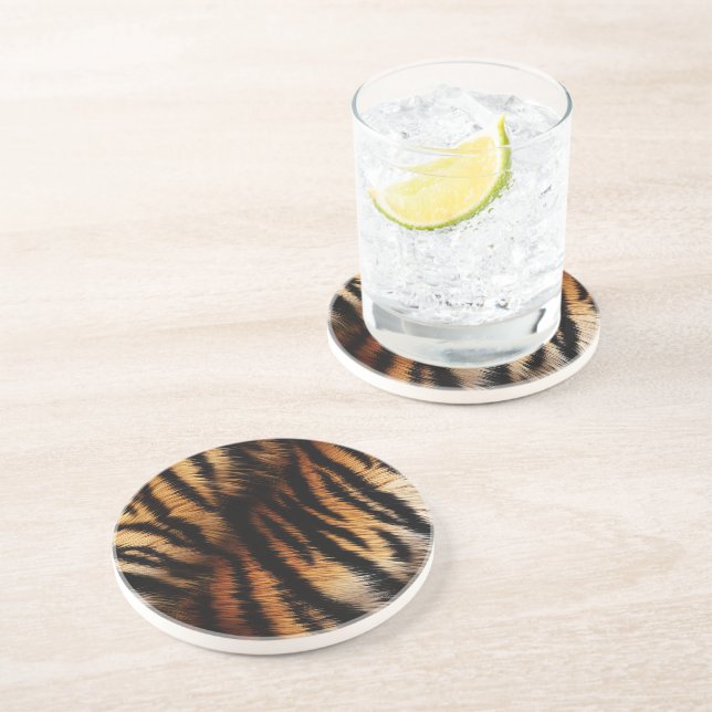 Dessous De Verre En Grès Safari Tigre noir orange (Côté)