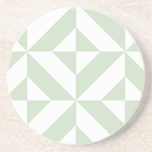 Dessous De Verre En Grès Sage Green Geometric Deco Cube Pattern