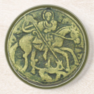 DESSOUS DE VERRE EN GRÈS SAINT GEORGE ET DRAGON MEDALLION