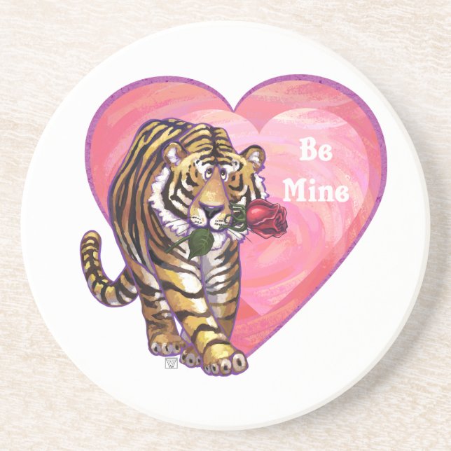 Dessous De Verre En Grès Saint Valentin de Tigre (Devant)