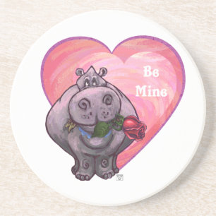 Dessous De Verre En Grès Saint-Valentin Hippopotame