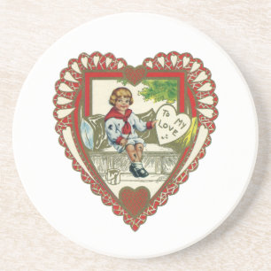 Dessous De Verre En Grès Saint-Valentin victorien vintage, garçon dans un c